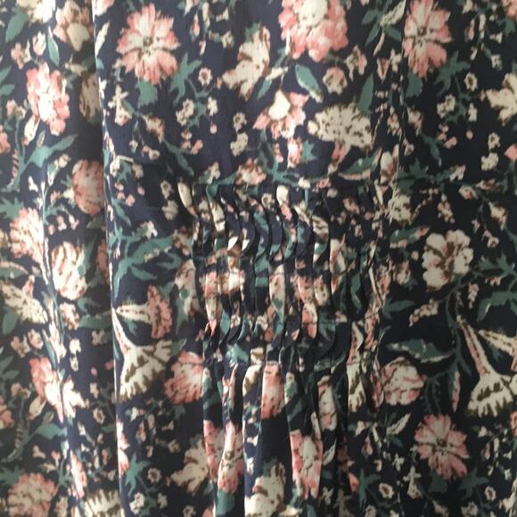 Lucky Brand navy, pink & green print sheer long sleeve blouse size medium - Picture 5 of 5